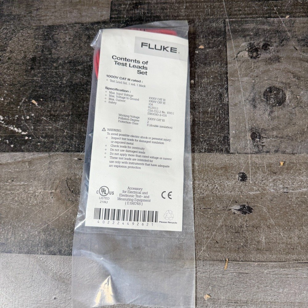 Fluke Test Leads Set 1000V Cat III Rated OEM E198748